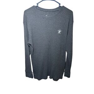 Beverly Hills Polo Club Mens Gray Long Sleeve Waffle Knit Shirt Mens Large